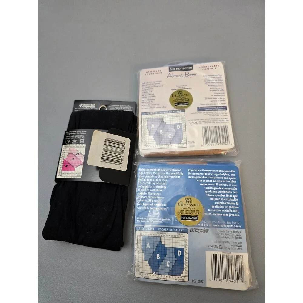 Vintage No Nonsense set of 3 SZ‎ B Pantyhose NIB